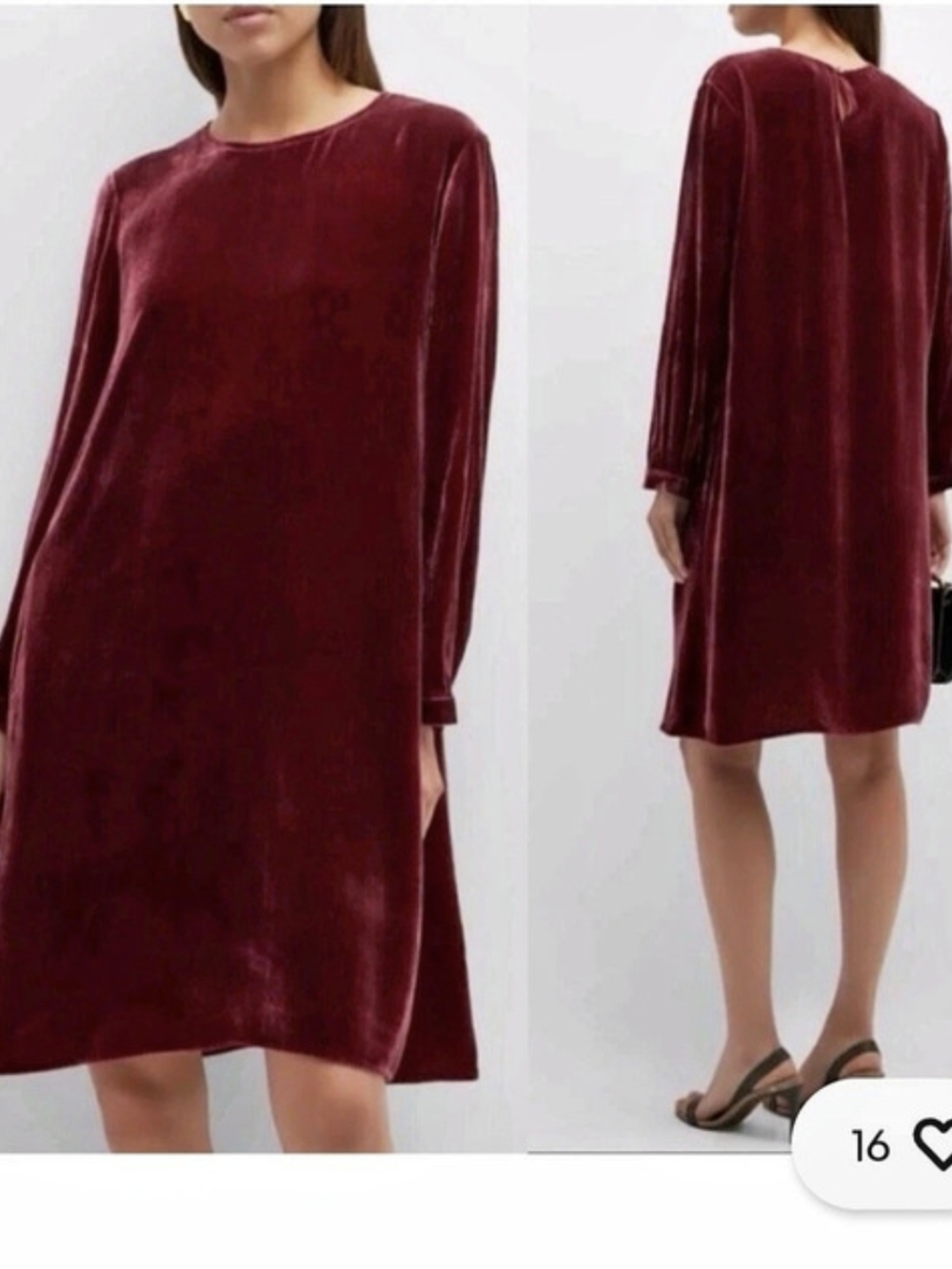 Eileen Fisher Velvet Crew Neck Dress Mini in Red